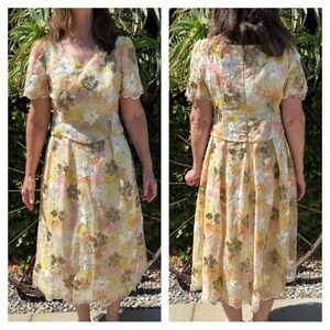 Richilene vintage 1980s floral lace midi dress
